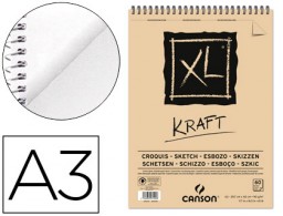 Bloc dibujo Canson XL Kraft A3 espiral kraft rayado beige  60h 90g/m²